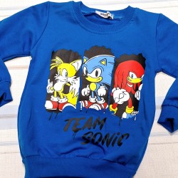 Детска памучна блуза в синьо  Соник и приятели
