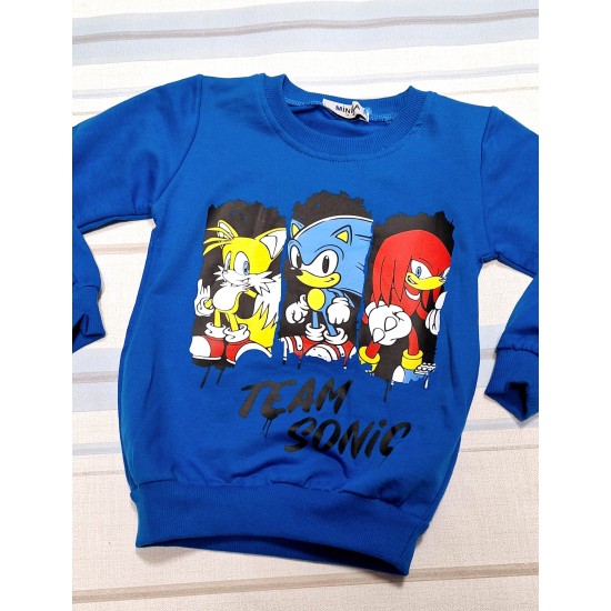 Детска памучна блуза в синьо Соник и приятели Детска памучна блуза в синьо Соник и приятели