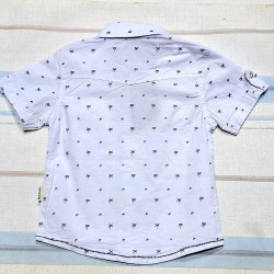 Детска лятна риза в бяло с якичка и джобчета