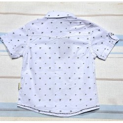 Детска лятна риза в бяло с якичка и джобчета