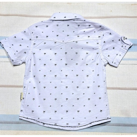 Детска лятна риза в бяло с якичка и джобчета