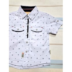 Детска лятна риза в бяло с якичка и джобчета Детска лятна риза в бяло с якичка и джобчета