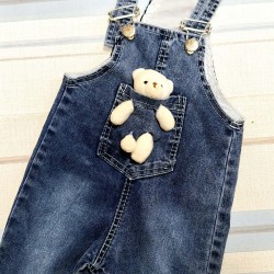 Детски дънков гащеризон с играчка мече