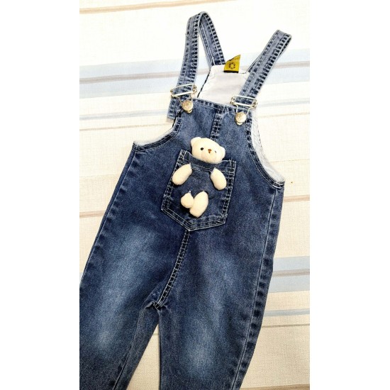 Детски дънков гащеризон с играчка мече