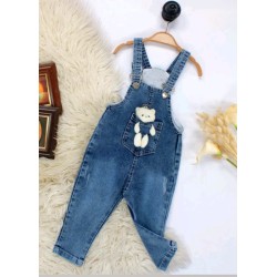 Детски дънков гащеризон с играчка мече Детски дънков гащеризон с играчка мече