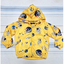 Детско шушляково яке ветровка в жълто  Космонавти и ракети