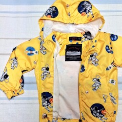 Детско шушляково яке ветровка в жълто  Космонавти и ракети