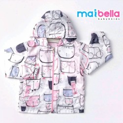 Бебешко шушляково яке ветровка в бяло Котки Бебешко шушляково яке ветровка в бяло Котки
