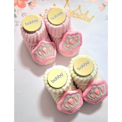 Бебешки плетени терлички в бяло или розово  Коронки