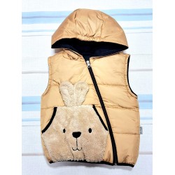 Детски шушляков елек в бежово с качулка Мечо Детски шушляков елек в бежово с качулка Мечо