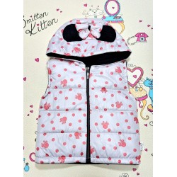 Детски преходен шушляков елек в бяло и розово с качулка Мини Маус Детски преходен шушляков елек в бяло и розово с качулка Мини Маус