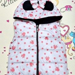Детски преходен шушляков елек в бяло и розово с качулка Мини Маус Детски преходен шушляков елек в бяло и розово с качулка Мини Маус