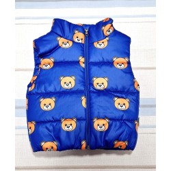 Детски шушляков елек в синьо с мечета