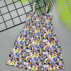 Детска лятна памучна рокля с презрамки  Цветчета