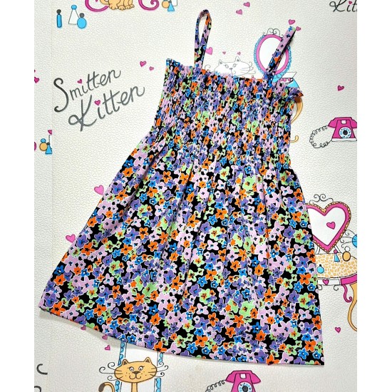 Детска лятна памучна рокля с презрамки  Цветчета