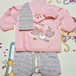 Бебешки комплект 5части в розово и сиво  Патенца 0-3м