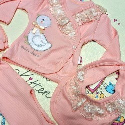 Бебешки комплект 5части в розово  Патенце 0-3м