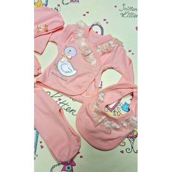 Бебешки комплект 5части в розово  Патенце 0-3м