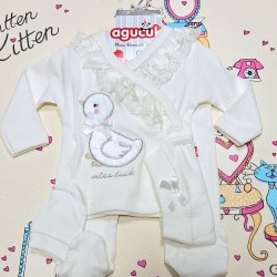 Бебешки комплект 5части в бяло  Патенце 0-3м