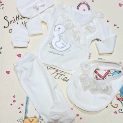 Бебешки комплект 5части в бяло Патенце 0-3м Бебешки комплект 5части в бяло Патенце 0-3м