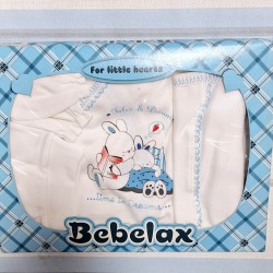 Бебешки комплект в бяло и синьо в кутия  Зайчета