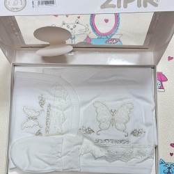Луксозен бебешки комплект 5части в бяло  Пеперуда