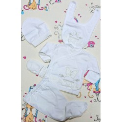 Луксозен бебешки комплект 5части в бяло  Пеперуда