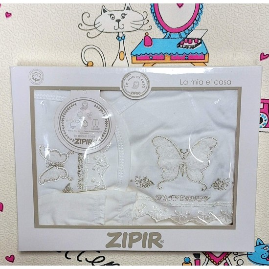 Луксозен бебешки комплект 5части в бяло ,,Пеперуда Луксозен бебешки комплект 5части в бяло ,,Пеперуда