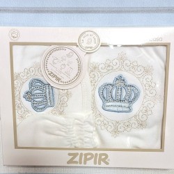 Луксозен бебешки комплект 5части в бяло и синьо  Корона