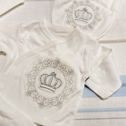 Луксозен бебешки комплект 5части за новородено в бяло в кутия  Корона