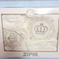 Луксозен бебешки комплект 5части за новородено в бяло в кутия  Корона