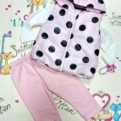 Бебешки комплект с елек в светло розово  Мини Маус