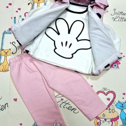 Бебешки комплект с елек в светло розово  Мини Маус