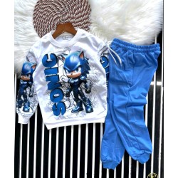 Детски комплект в синьо и бяло  Соник