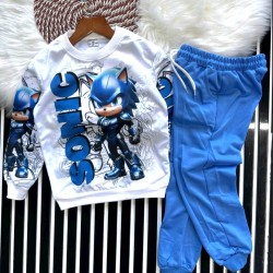 Детски комплект в синьо и бяло  Соник