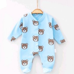 Бебешки памучен гащеризон в светло синьо с мечета Бебешки памучен гащеризон в светло синьо с мечета