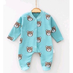 Бебешки памучен гащеризон в зелено с мечета Бебешки памучен гащеризон в зелено с мечета