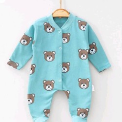 Бебешки памучен гащеризон в зелено с мечета Бебешки памучен гащеризон в зелено с мечета