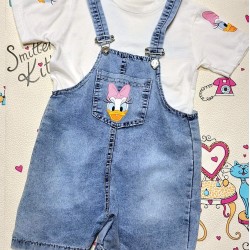 Детски летен дънков гащеризон с бяла тениска ,,Дейзи