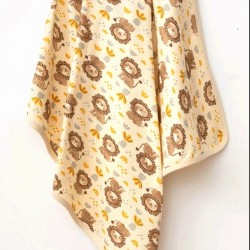 Бебешка памучна пелена в екрю с лъвчета Бебешка памучна пелена в екрю с лъвчета