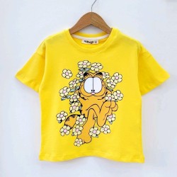 Детска лятна тениска в жълто с Гарфилд