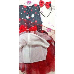 Детска официална рокля с тюл Мини Маус с чантичка и диадема Детска официална рокля с тюл Мини Маус с чантичка и диадема