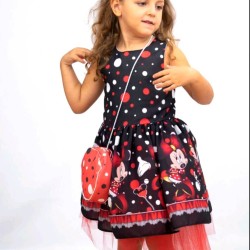 Детска официална рокля с тюл   Мини Маус   с чантичка и диадема