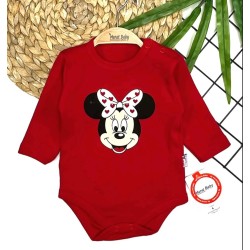 Бебешко боди в червено с Мини Маус