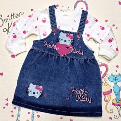 Детска дънкова рокля/сукман с Хелоу Кити