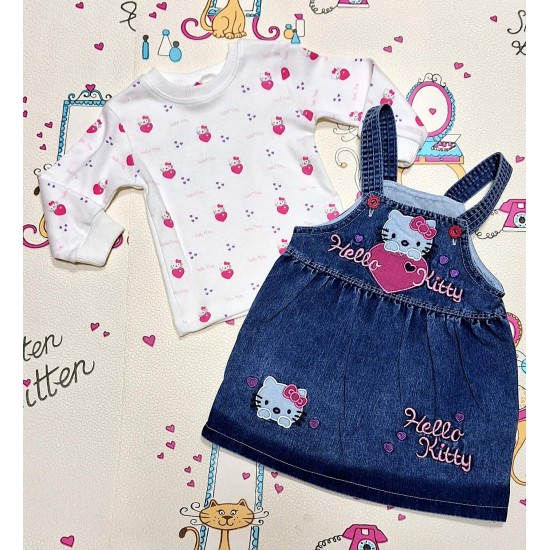 Детска дънкова рокля/сукман с Хелоу Кити