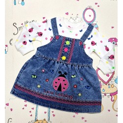 Детска дънкова рокля/сукман с блуза Калинка Детска дънкова рокля/сукман с блуза Калинка