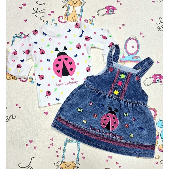 Детска дънкова рокля/сукман с блуза Калинка Детска дънкова рокля/сукман с блуза Калинка