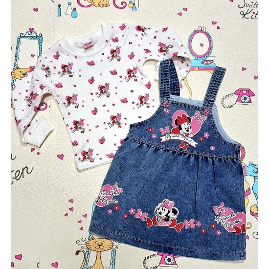 Детска дънкова рокля/сукман с блуза  Мини Маус