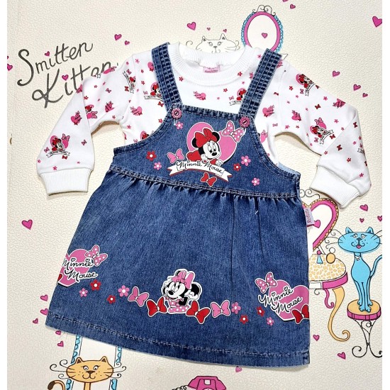Детска дънкова рокля/сукман с блуза  Мини Маус